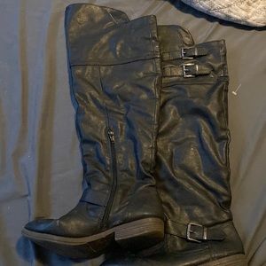 Thigh high black boots